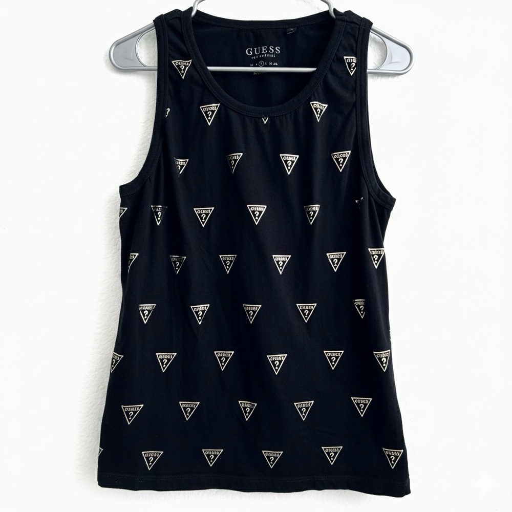 Guess Medium Black Tank Top with Gold Accents